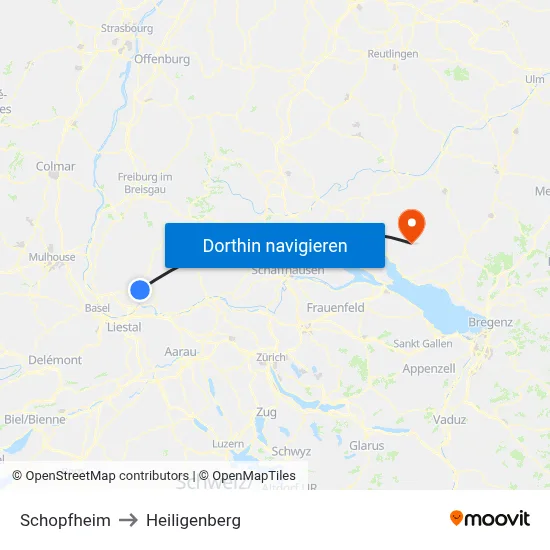 Schopfheim to Heiligenberg map