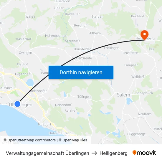 Verwaltungsgemeinschaft Überlingen to Heiligenberg map