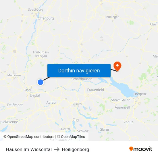 Hausen Im Wiesental to Heiligenberg map