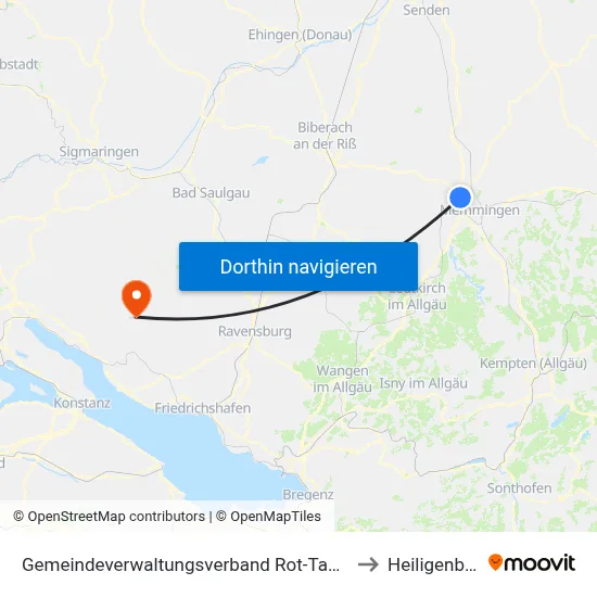 Gemeindeverwaltungsverband Rot-Tannheim to Heiligenberg map