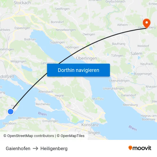 Gaienhofen to Heiligenberg map