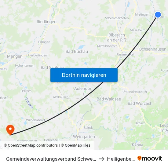Gemeindeverwaltungsverband Schwendi to Heiligenberg map