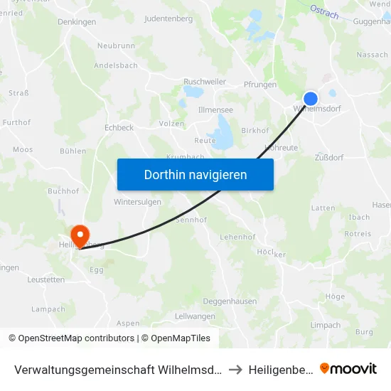 Verwaltungsgemeinschaft Wilhelmsdorf to Heiligenberg map