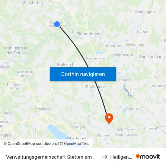 Verwaltungsgemeinschaft Stetten am Kalten Markt to Heiligenberg map
