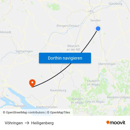 Vöhringen to Heiligenberg map