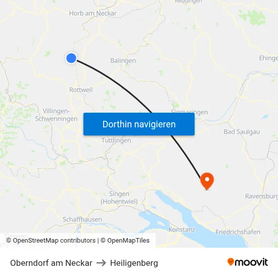 Oberndorf am Neckar to Heiligenberg map