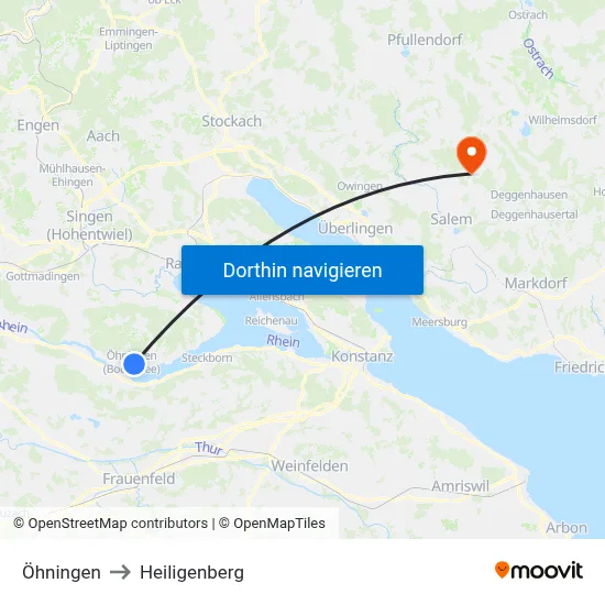 Öhningen to Heiligenberg map