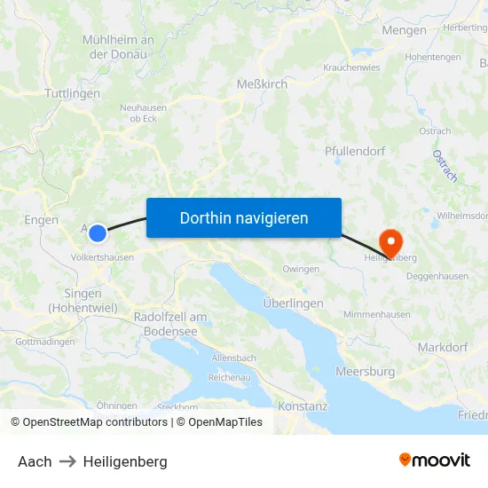 Aach to Heiligenberg map