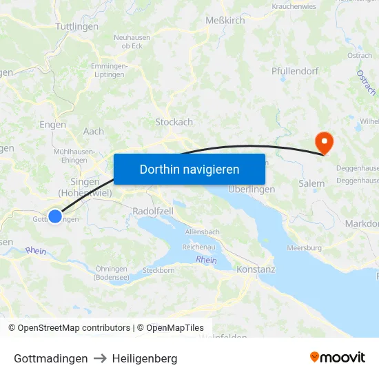 Gottmadingen to Heiligenberg map