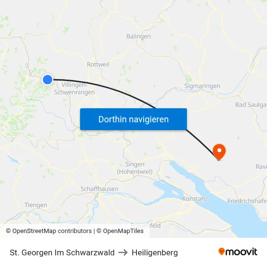 St. Georgen Im Schwarzwald to Heiligenberg map