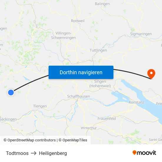 Todtmoos to Heiligenberg map