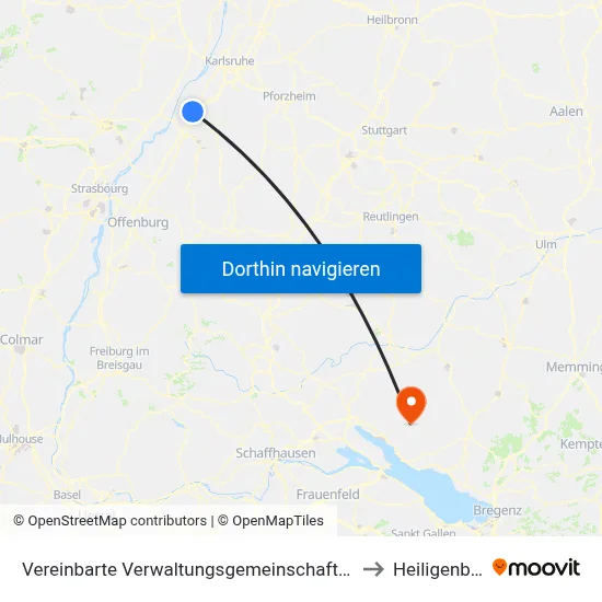 Vereinbarte Verwaltungsgemeinschaft Rastatt to Heiligenberg map