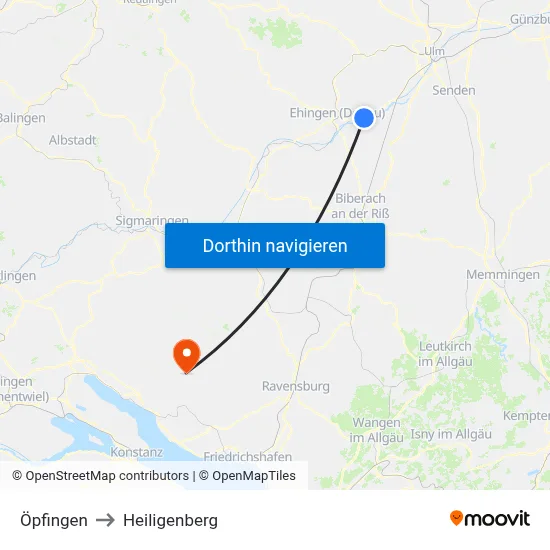 Öpfingen to Heiligenberg map