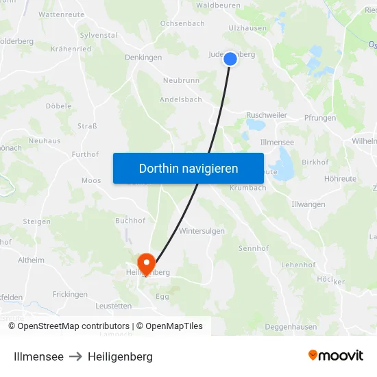 Illmensee to Heiligenberg map