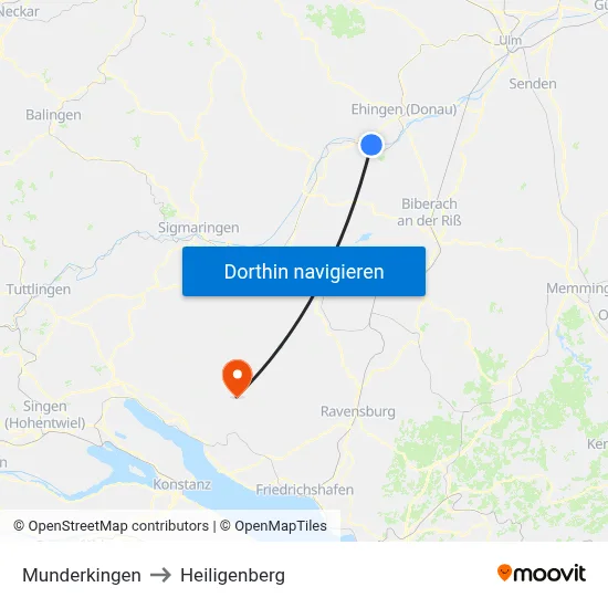 Munderkingen to Heiligenberg map