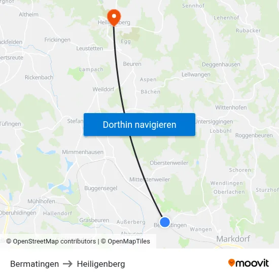 Bermatingen to Heiligenberg map