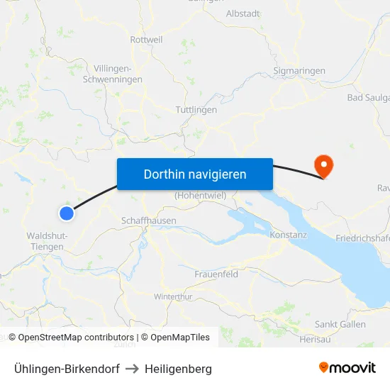 Ühlingen-Birkendorf to Heiligenberg map