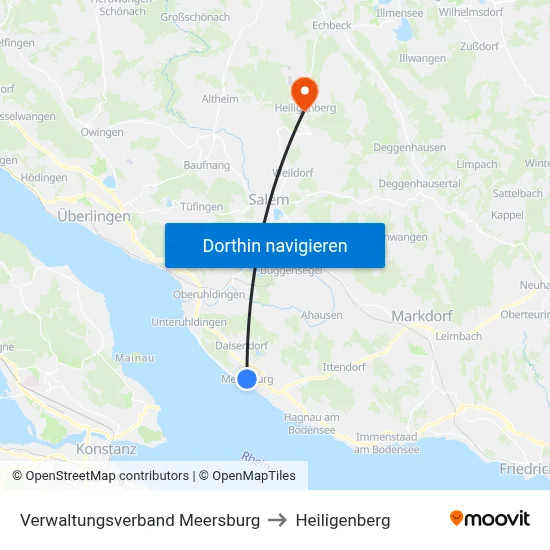 Verwaltungsverband Meersburg to Heiligenberg map
