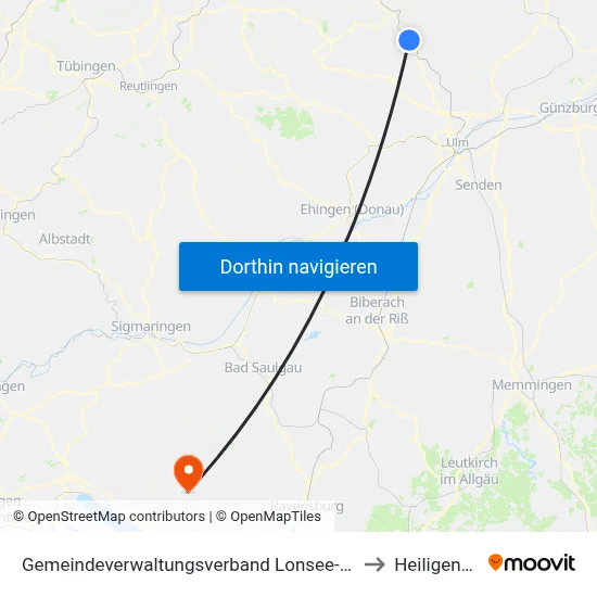 Gemeindeverwaltungsverband Lonsee-Amstetten to Heiligenberg map