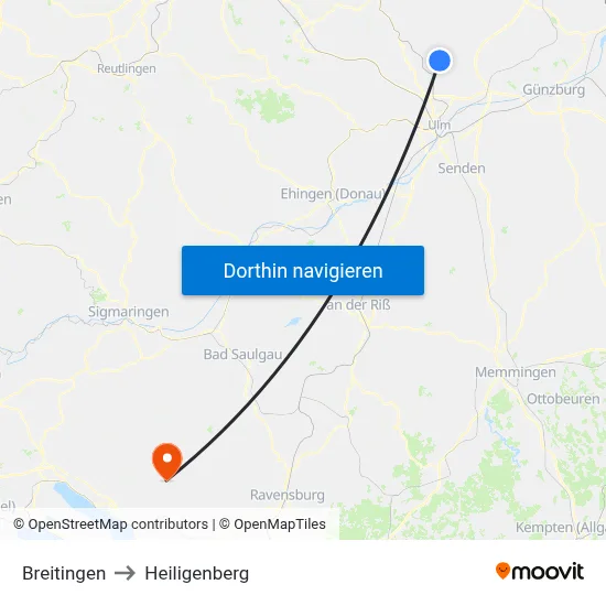 Breitingen to Heiligenberg map