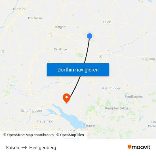 Süßen to Heiligenberg map