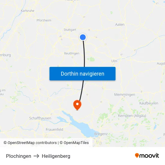 Plochingen to Heiligenberg map