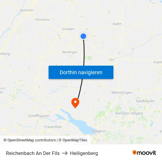 Reichenbach An Der Fils to Heiligenberg map