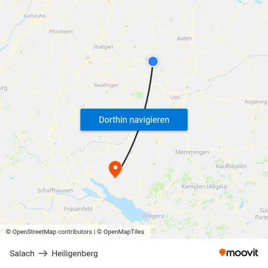 Salach to Heiligenberg map