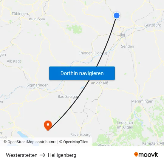 Westerstetten to Heiligenberg map