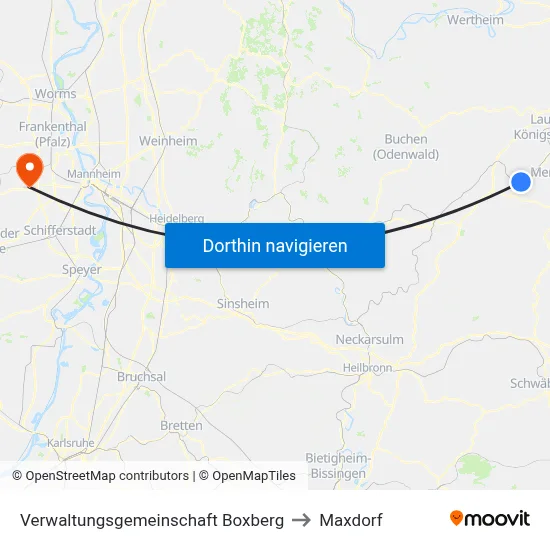 Verwaltungsgemeinschaft Boxberg to Maxdorf map