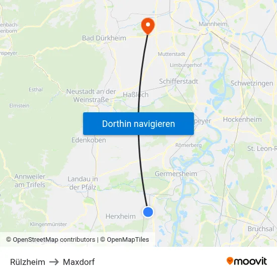 Rülzheim to Maxdorf map
