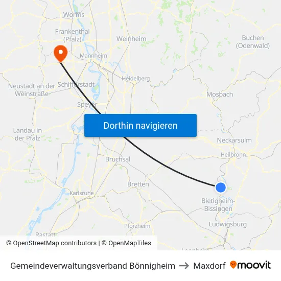 Gemeindeverwaltungsverband Bönnigheim to Maxdorf map