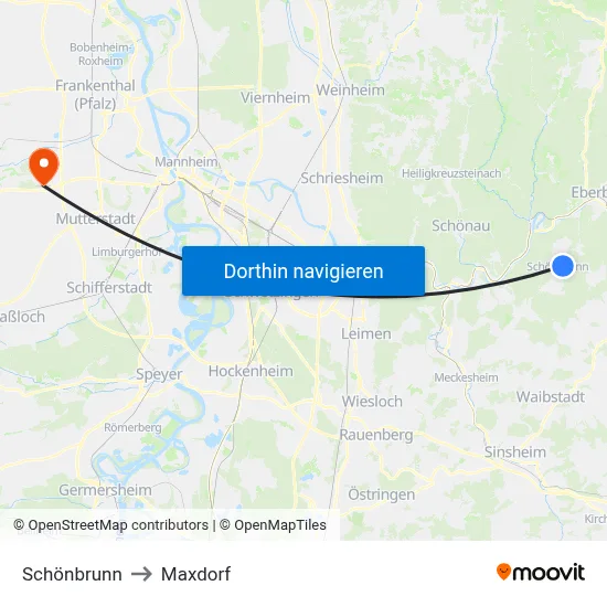 Schönbrunn to Maxdorf map