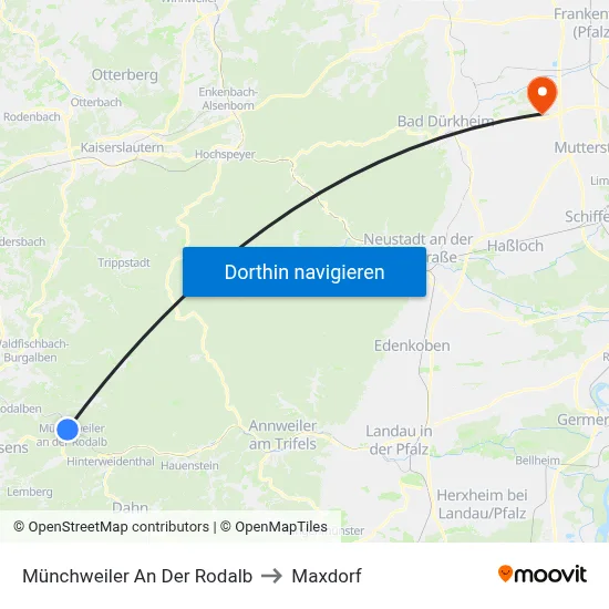 Münchweiler An Der Rodalb to Maxdorf map