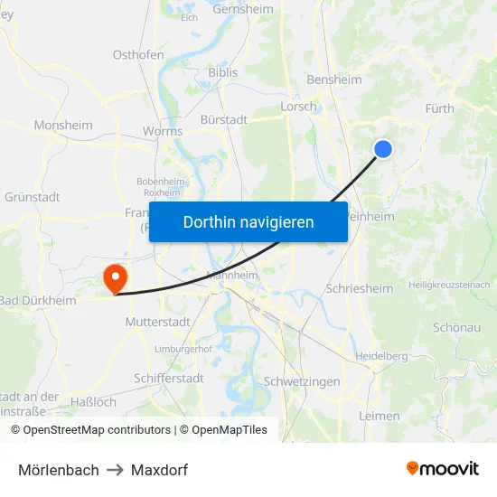 Mörlenbach to Maxdorf map