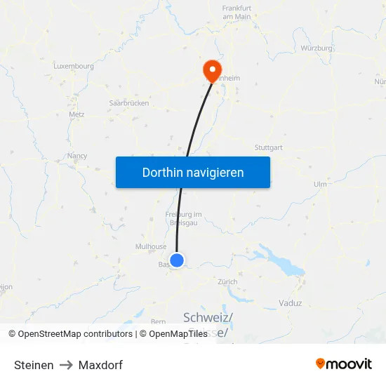 Steinen to Maxdorf map
