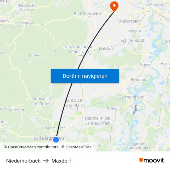 Niederhorbach to Maxdorf map