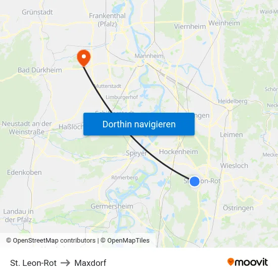 St. Leon-Rot to Maxdorf map