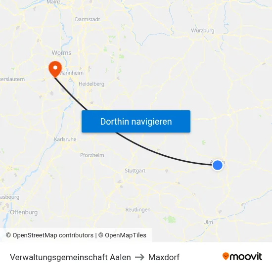 Verwaltungsgemeinschaft Aalen to Maxdorf map