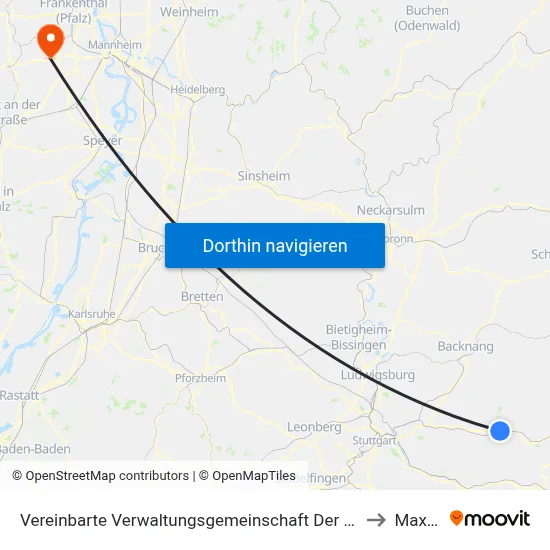 Vereinbarte Verwaltungsgemeinschaft Der Stadt Schorndorf to Maxdorf map