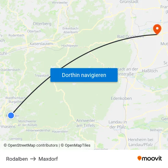 Rodalben to Maxdorf map