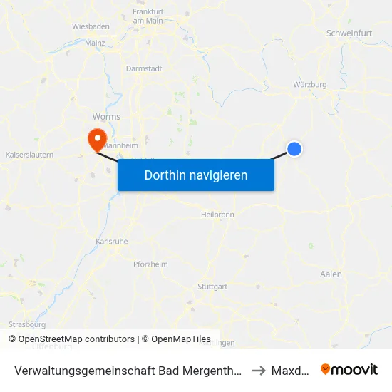 Verwaltungsgemeinschaft Bad Mergentheim to Maxdorf map