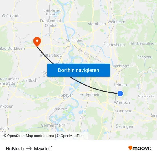 Nußloch to Maxdorf map