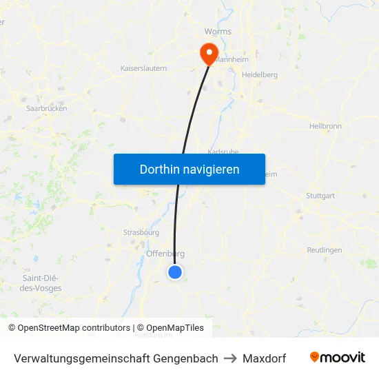 Verwaltungsgemeinschaft Gengenbach to Maxdorf map