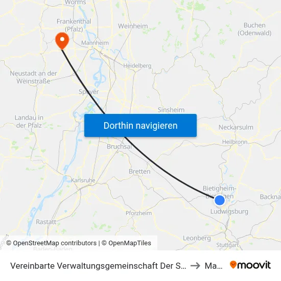 Vereinbarte Verwaltungsgemeinschaft Der Stadt Bietigheim-Bissingen to Maxdorf map