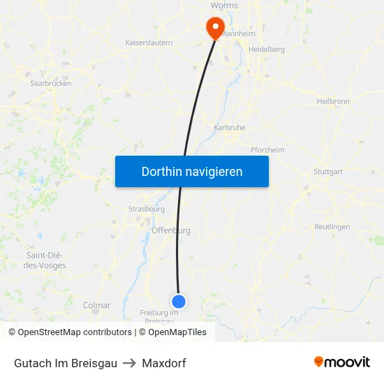 Gutach Im Breisgau to Maxdorf map