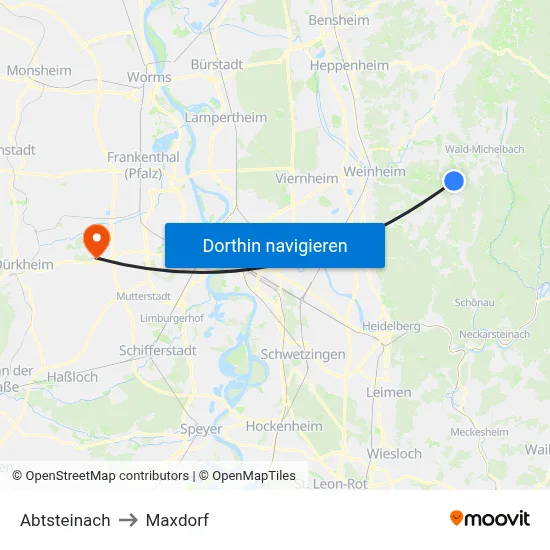 Abtsteinach to Maxdorf map