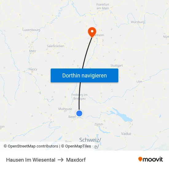 Hausen Im Wiesental to Maxdorf map