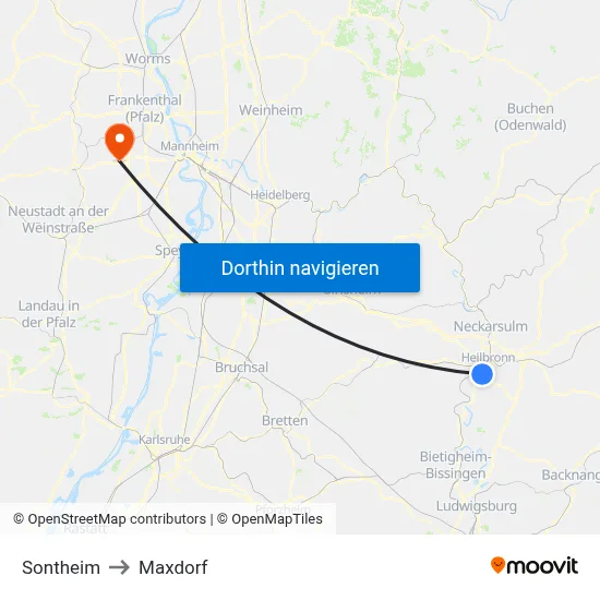Sontheim to Maxdorf map