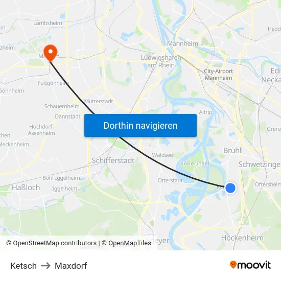 Ketsch to Maxdorf map